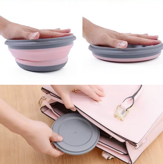 3-Piece Silicone Folding Lunch Box Set with Lids – Portable & Space-Saving Picnic and Camping Bowls